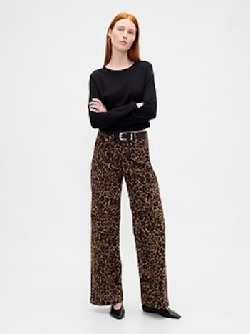 High Rise Corduroy Stride Wide-Leg Jeans