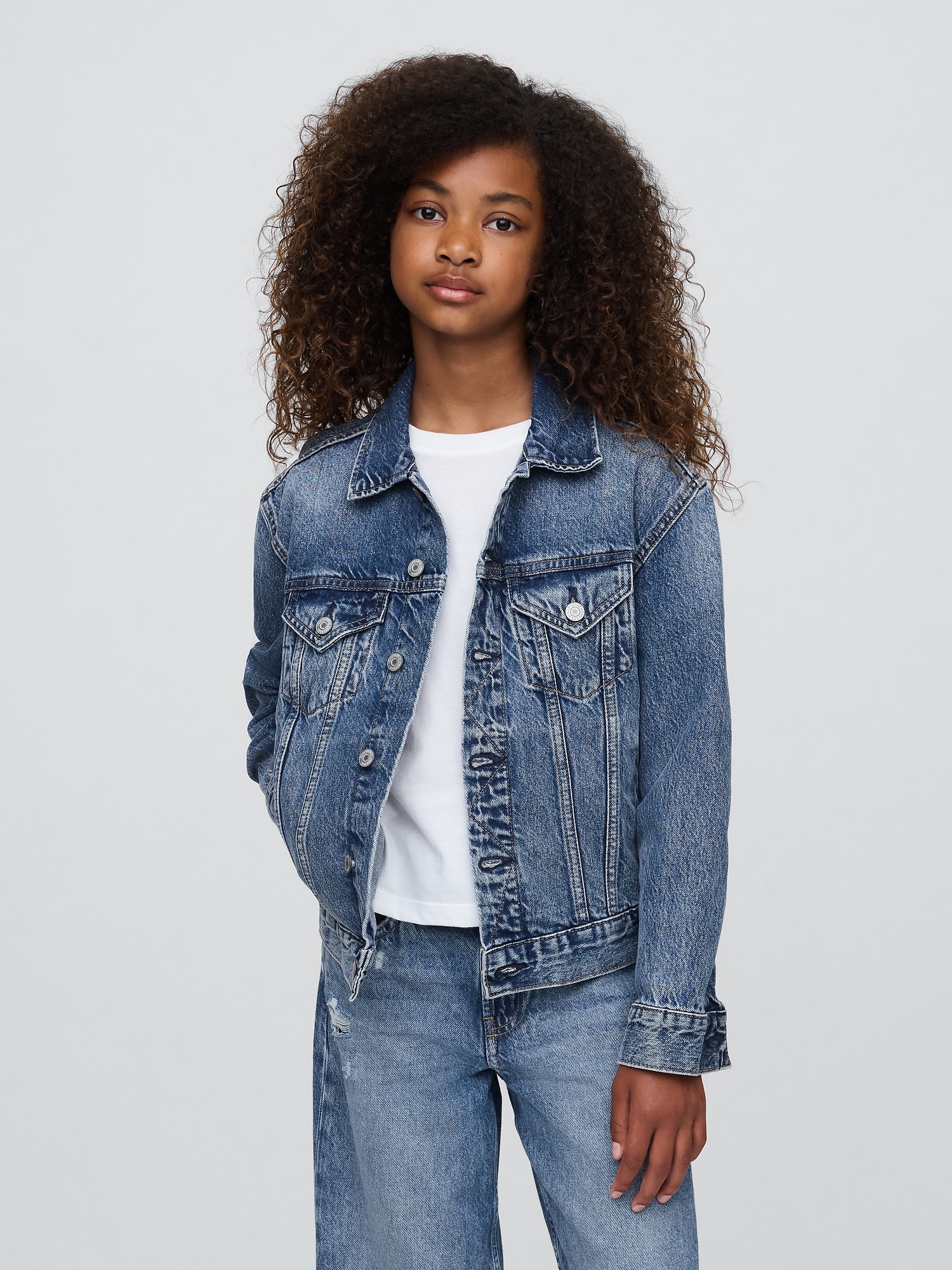 Kids Organic Cotton Icon Denim Jacket - Medium Wash