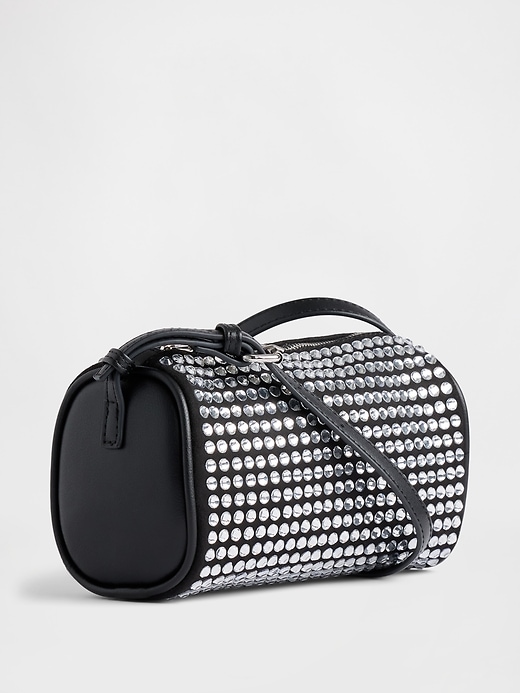 Image number 2 showing, Vegan Leather Rhinestone Barrel Bag