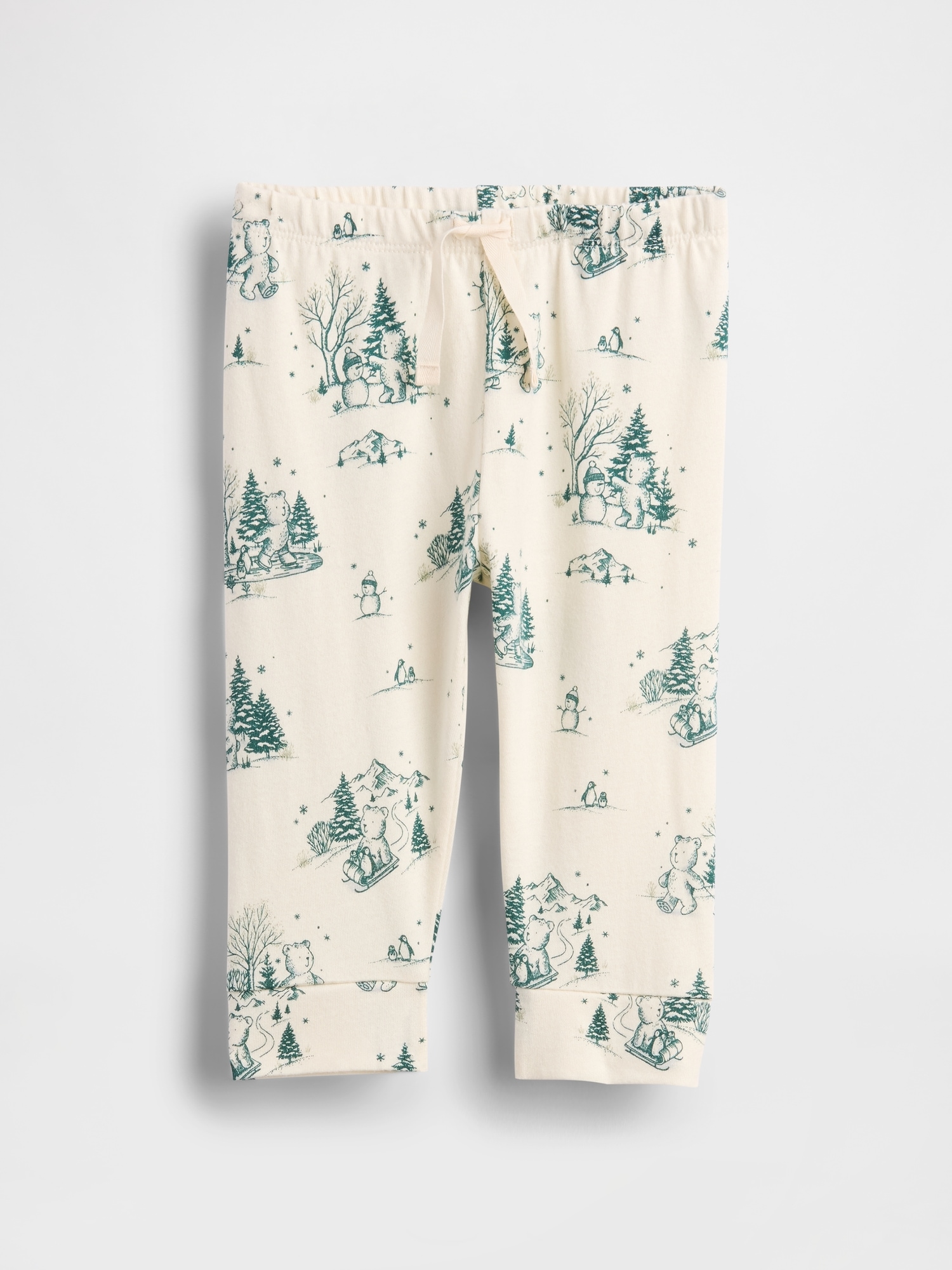 Baby First Favorites Organic Cotton Pull-On Pants - Ivory Frost Toile