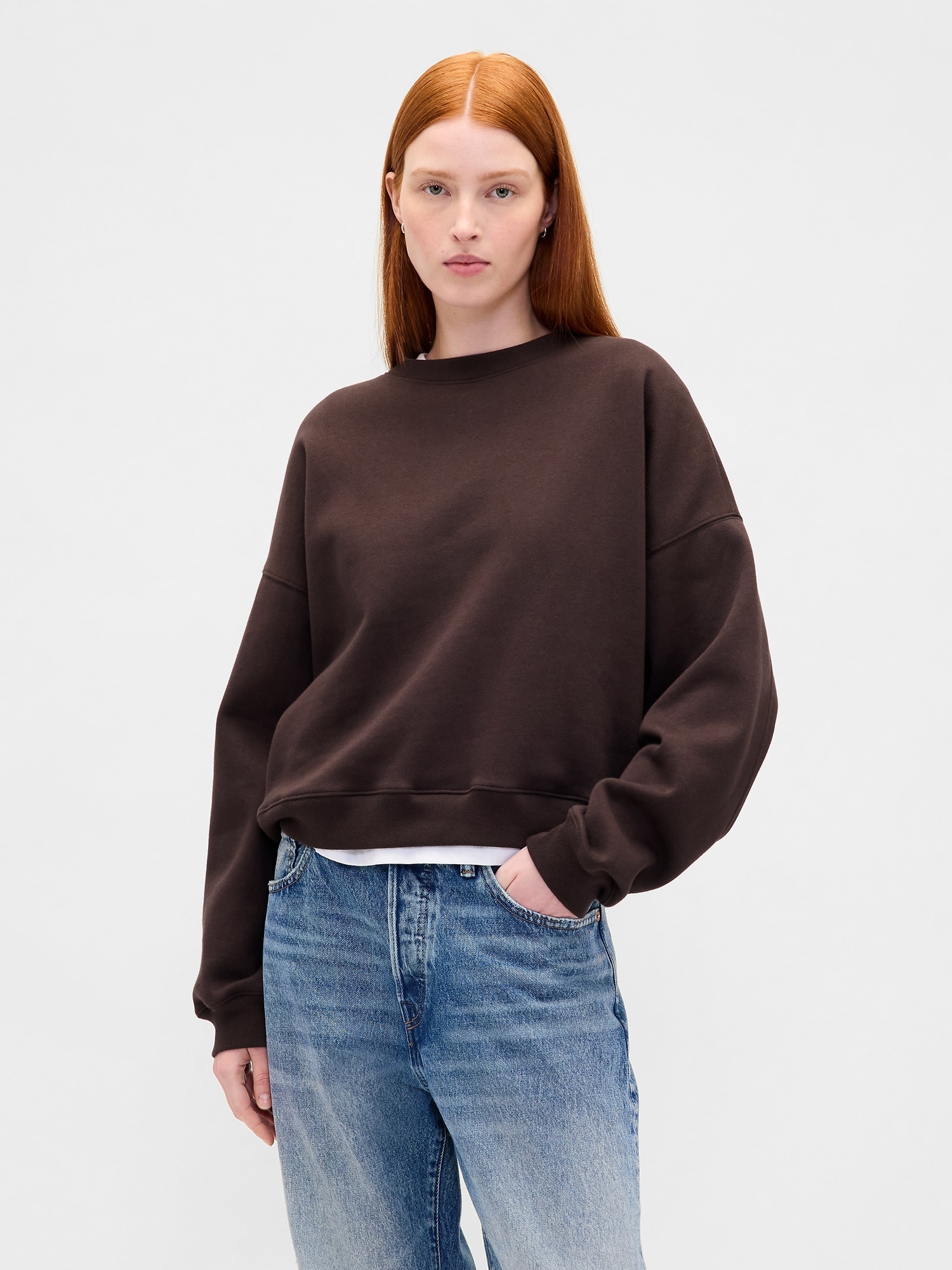 VintageSoft Wedge Crewneck Sweatshirt - Terra Brown