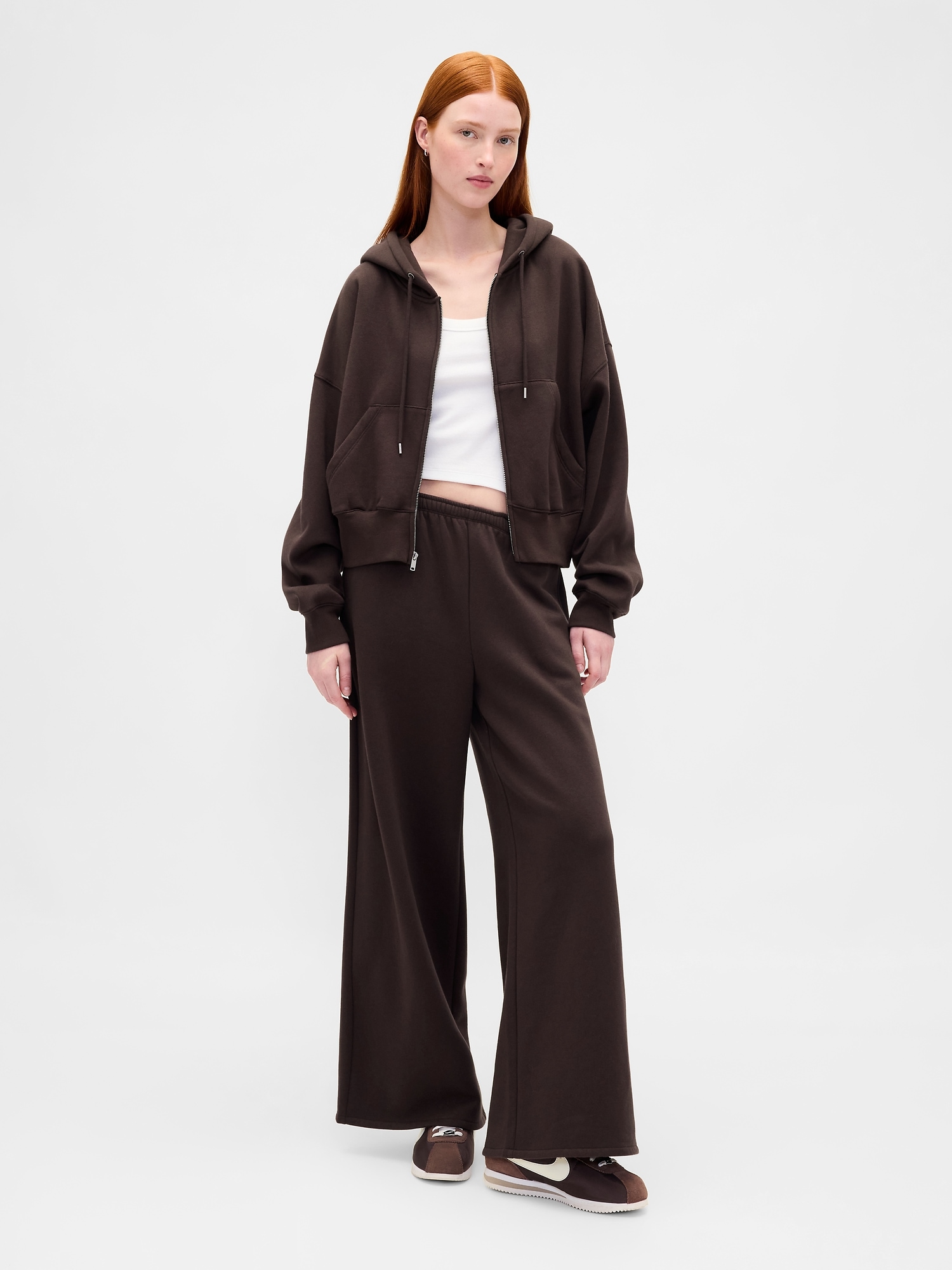 VintageSoft Baggy Wide-Leg Sweatpants - Terra Brown