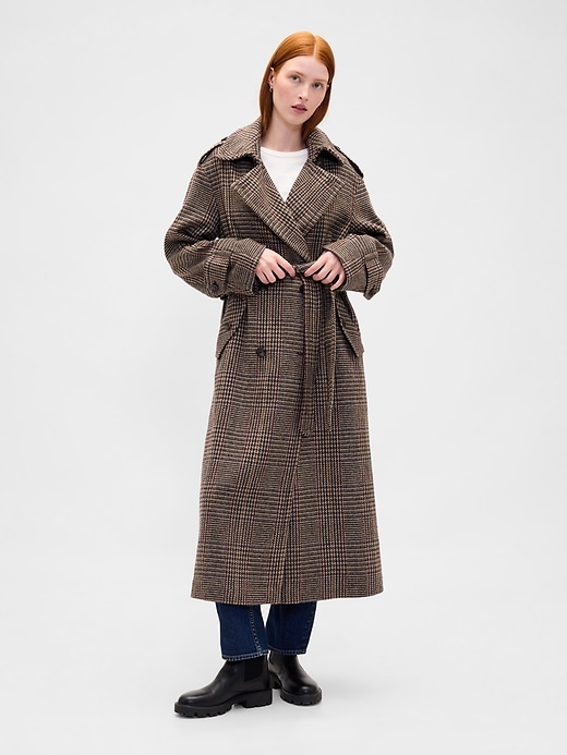 Image number 2 showing, Wool-Blend Herringbone Trench Coat