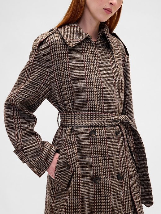 Image number 4 showing, Wool-Blend Herringbone Trench Coat
