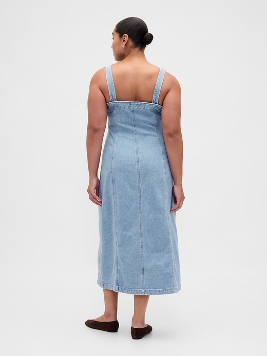 Image number 6 showing, Denim Seamed Button-Front Maxi Dress