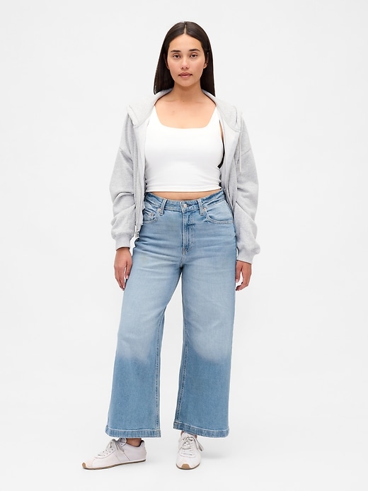 Image number 1 showing, Curvy High Stride Wide-Leg Ankle Jeans