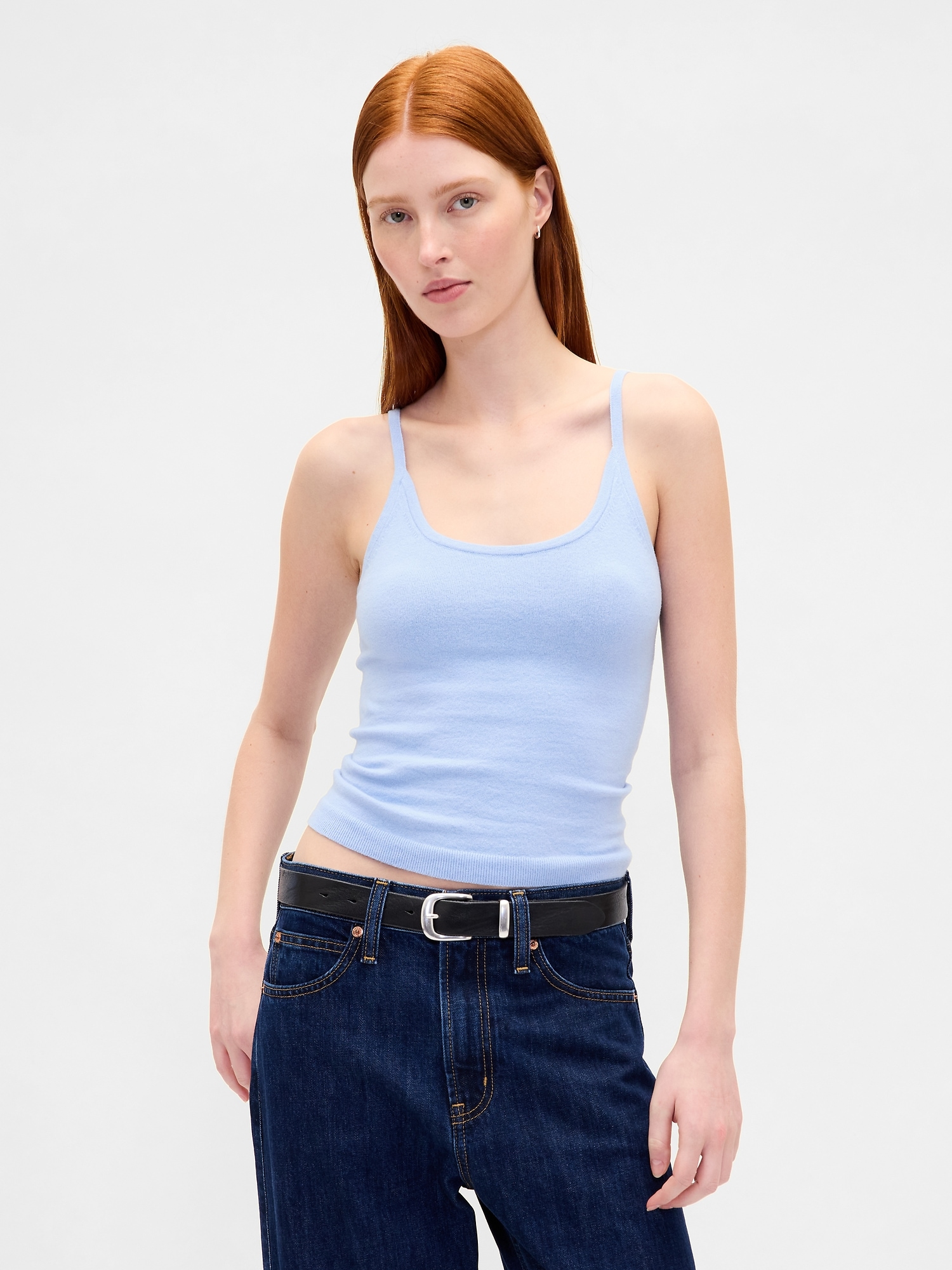 CashSoft Stretch Crop Tank Top - Wind Blue