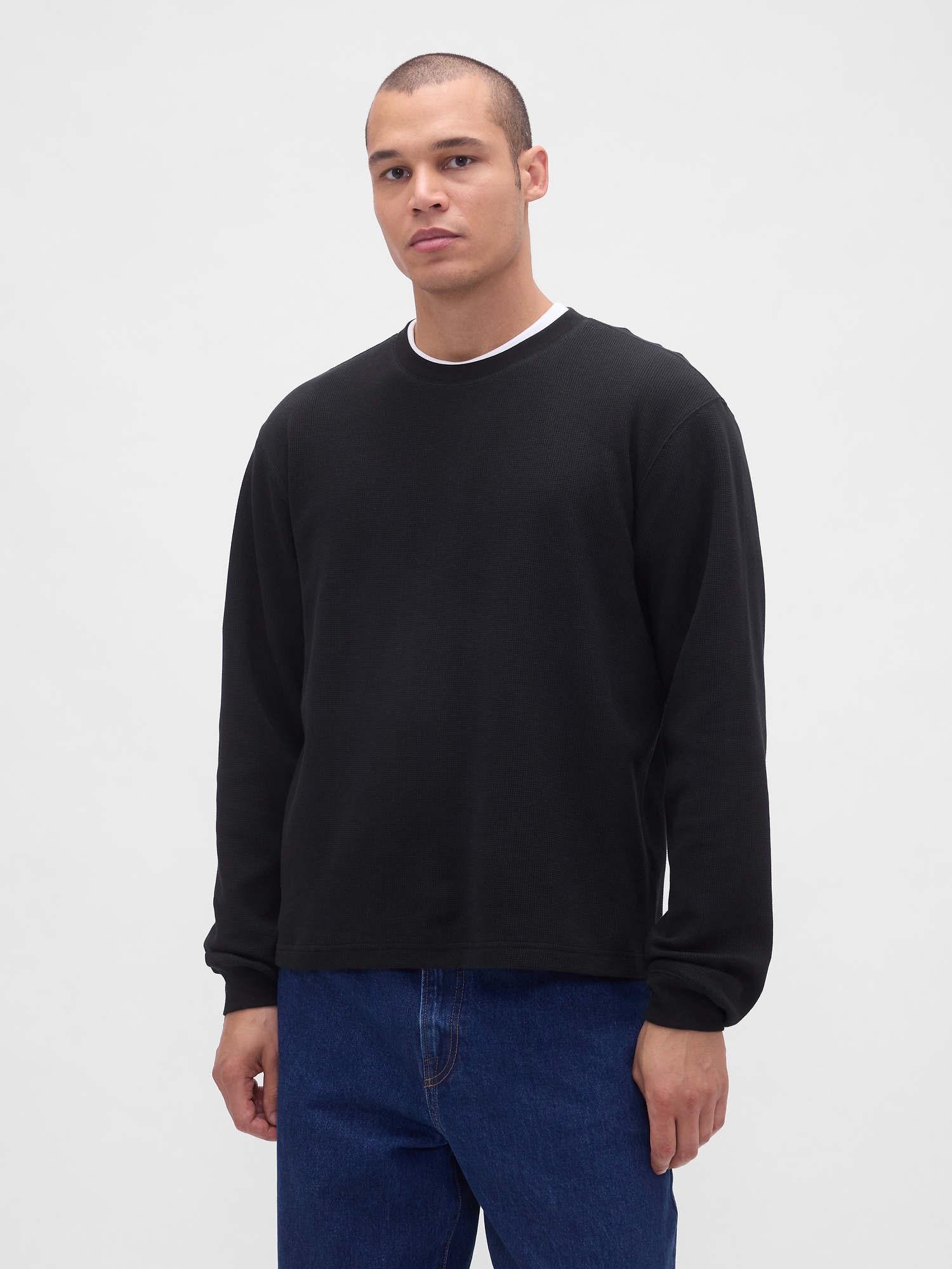 Waffle Crew T-Shirt - True Black