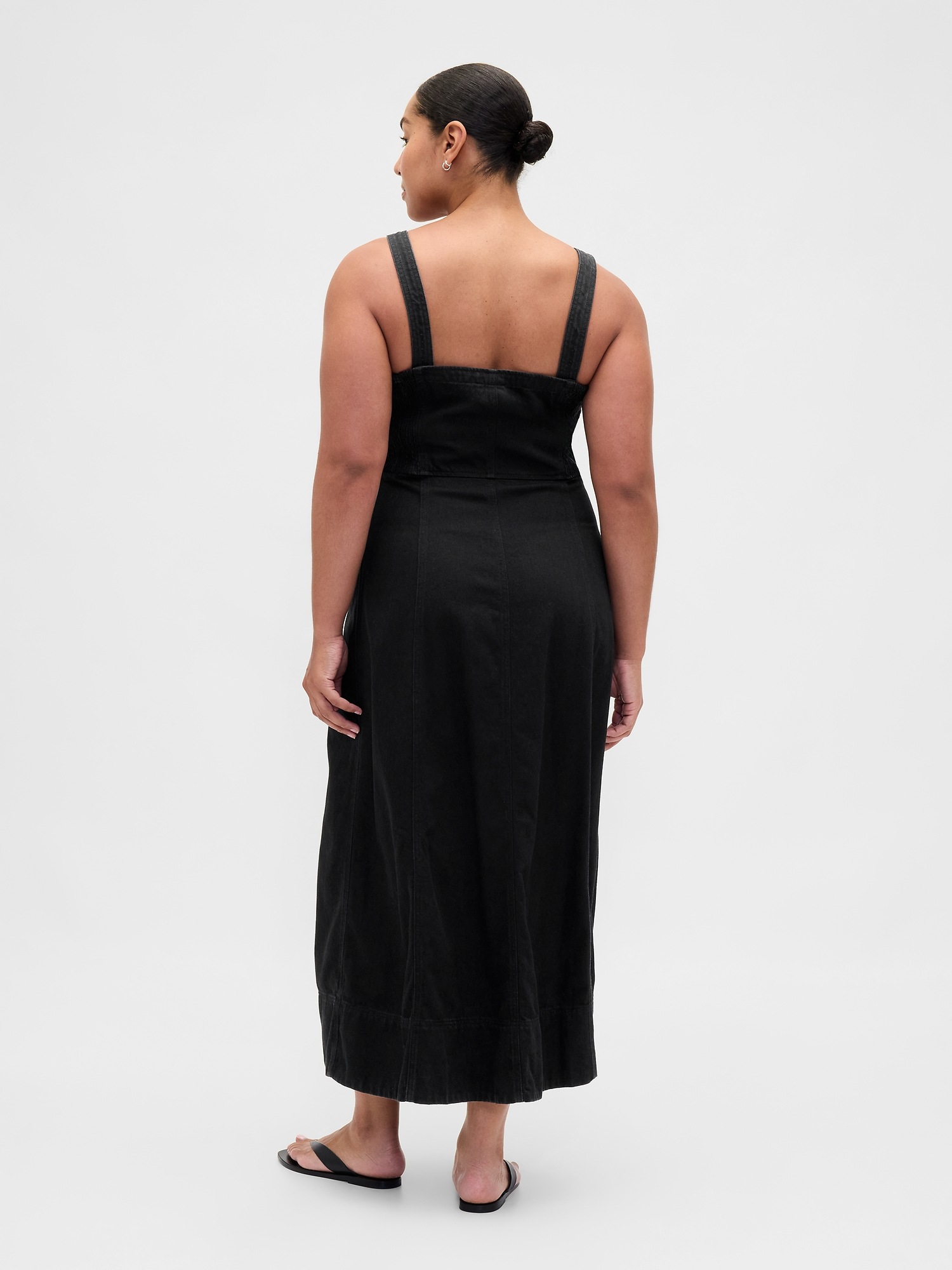 Женское платье Gap UltraSoft Denim Maxi, цвет: Чёрный варёный — фото 3