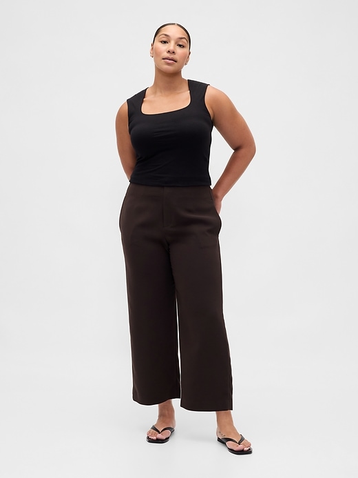 Image number 6 showing, High Rise Twill Straight Ankle Pants
