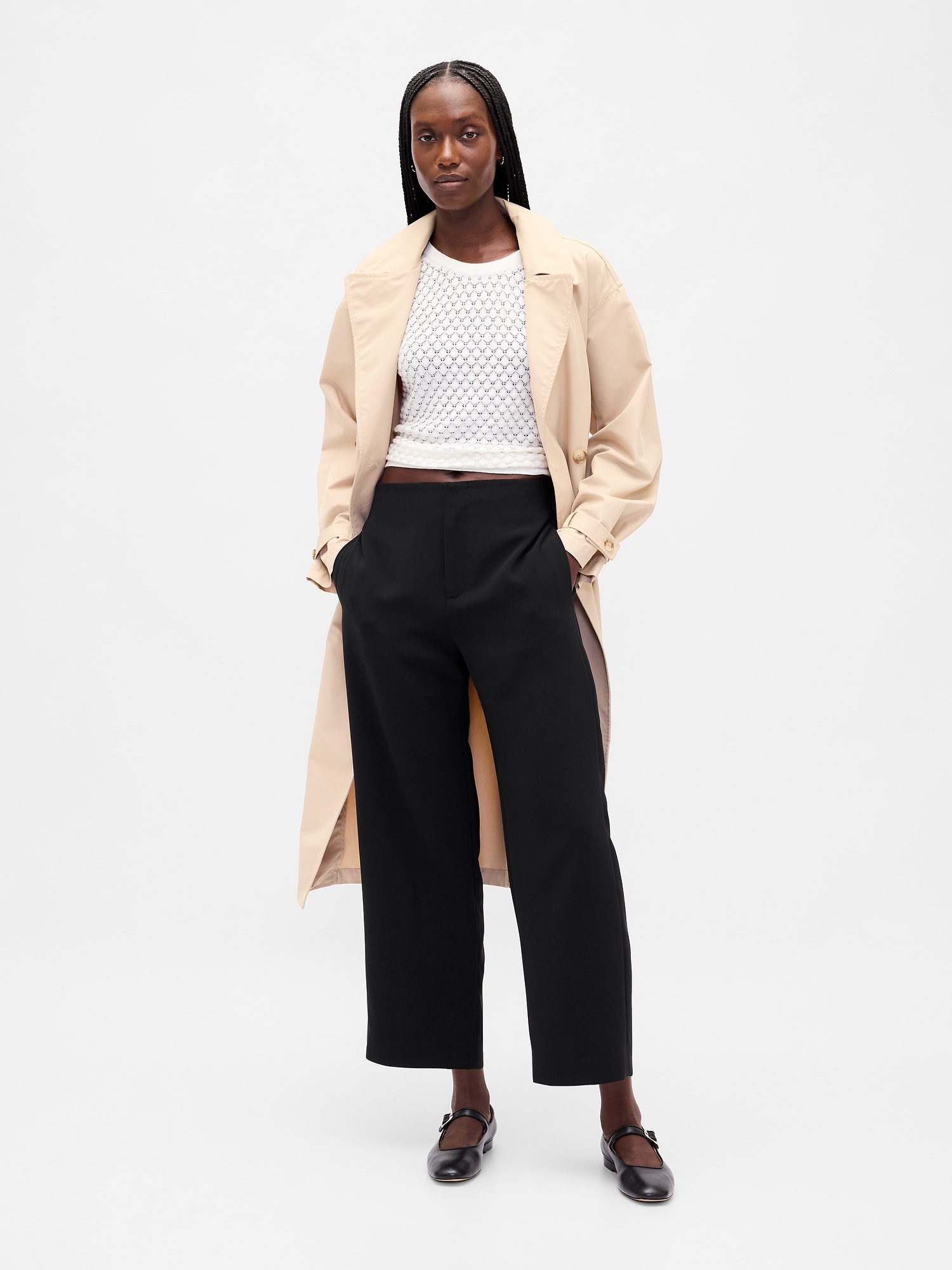 Gap High Rise Twill Straight Ankle Pants In Black