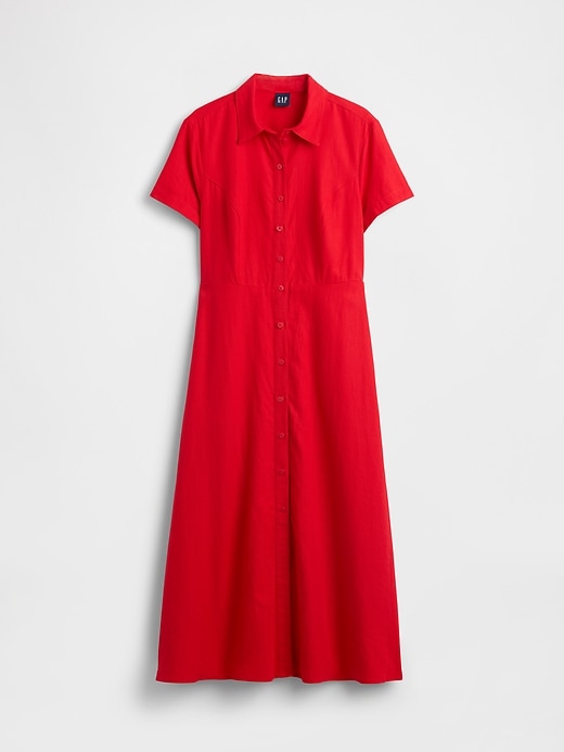 Image number 2 showing, Linen-Blend Midi Shirtdress