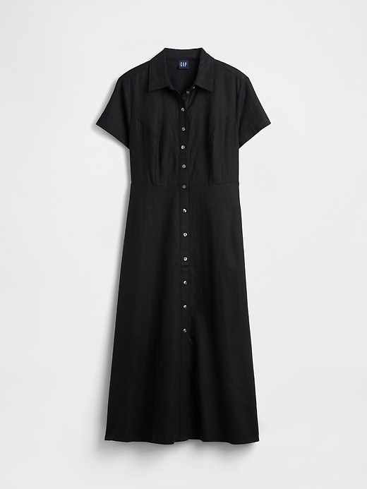 Image number 3 showing, Linen-Blend Midi Shirtdress