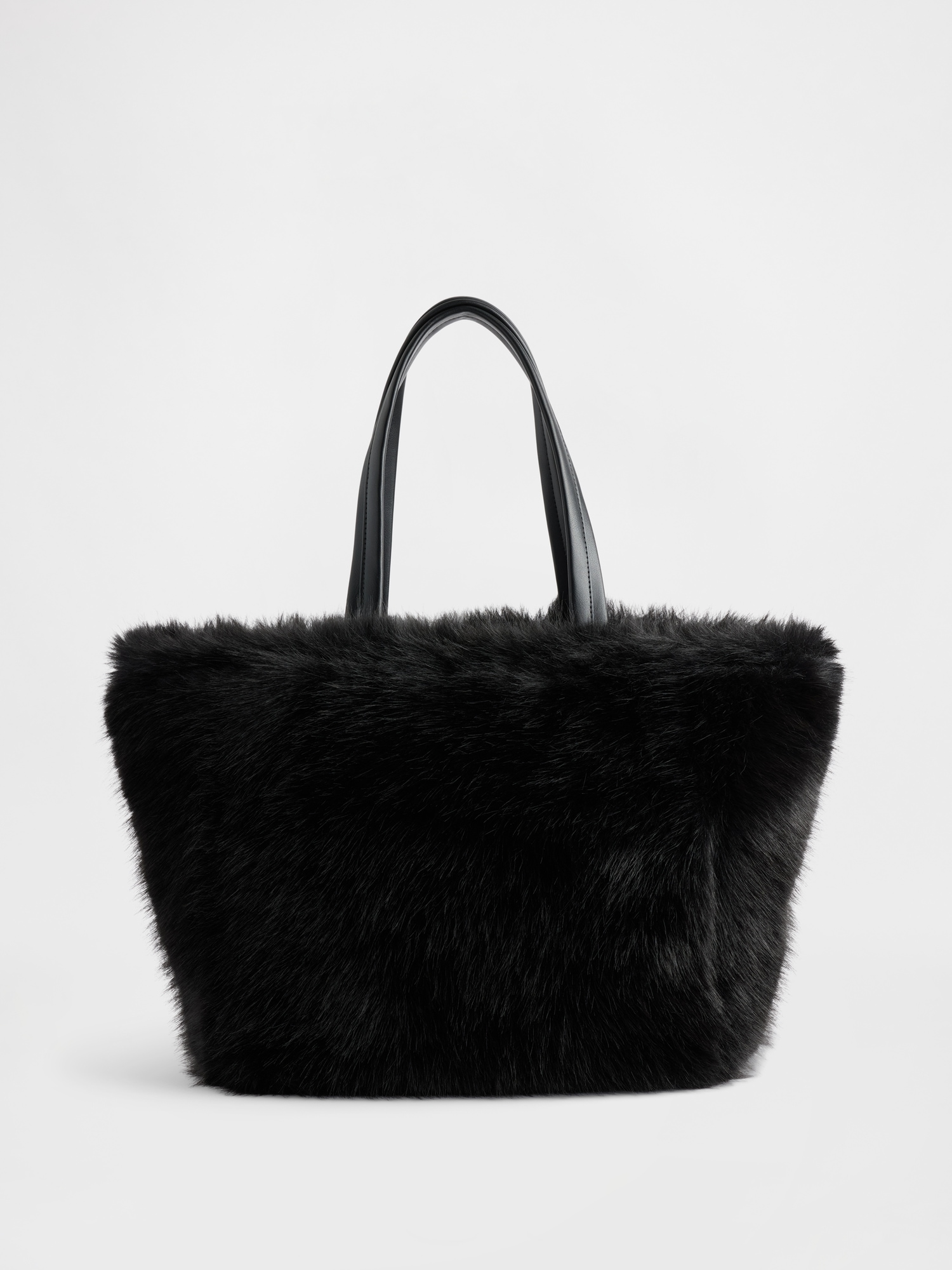 Faux Fur Tote Bag - Black