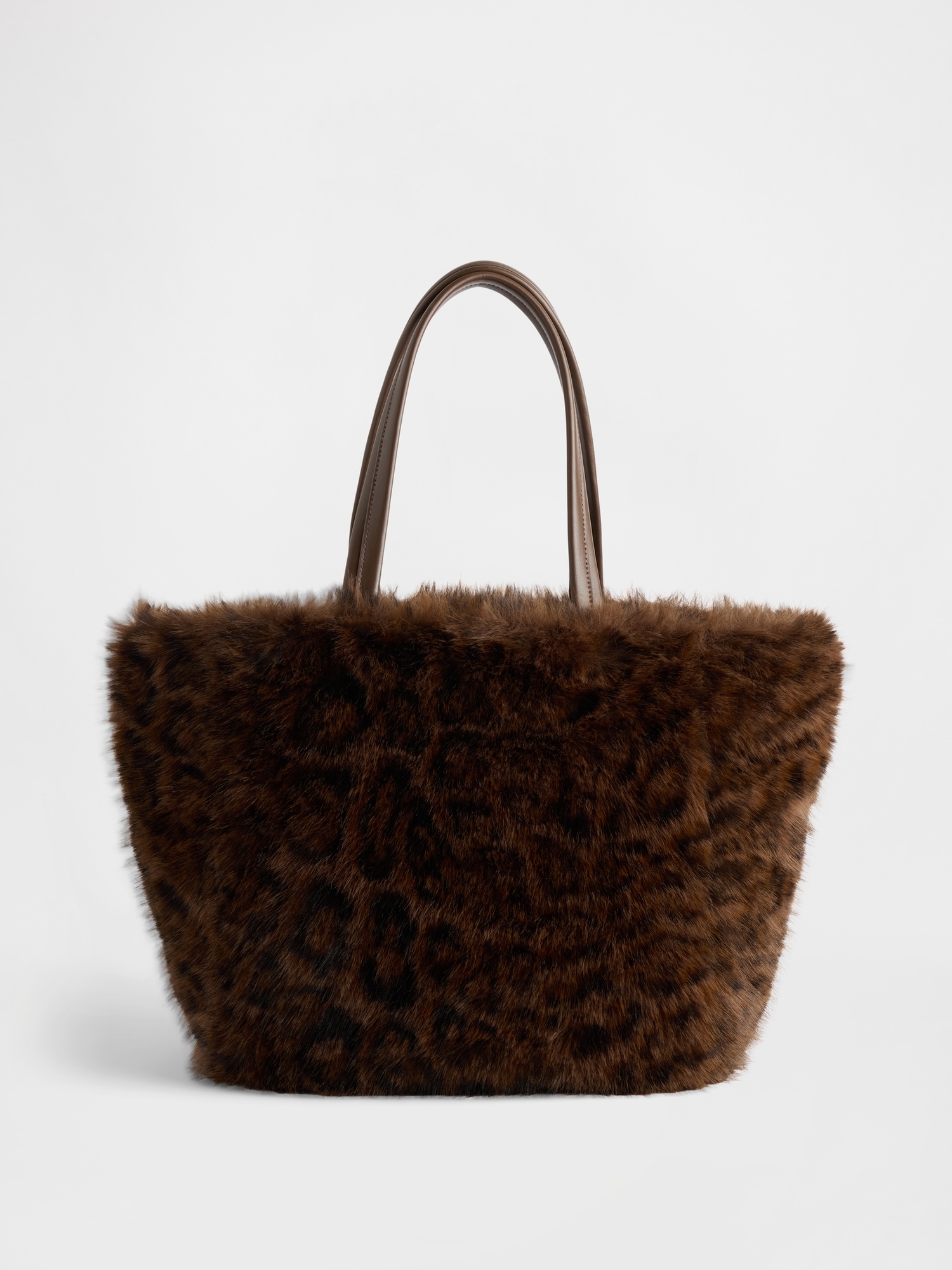 Faux Fur Tote Bag - Leopard Brown Print