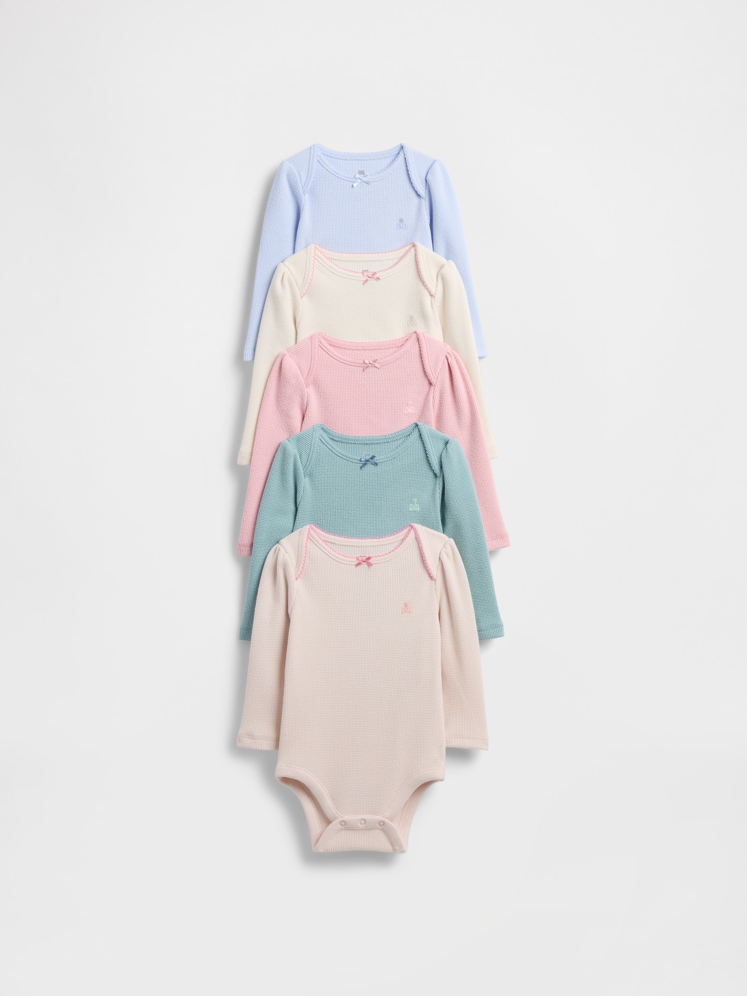 Gap Baby First Favorites Waffle Bodysuit (5-pack) In Pink