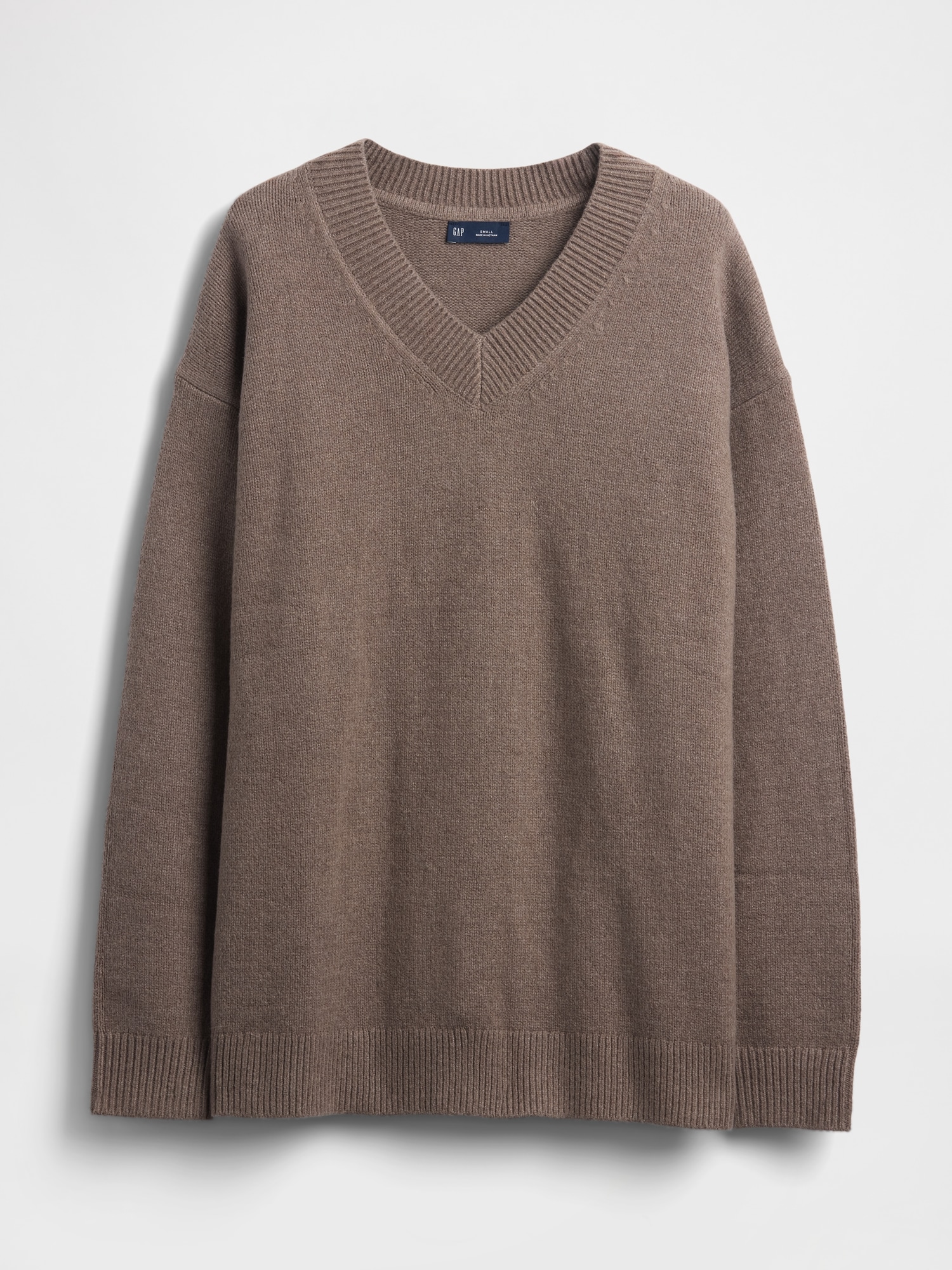 Gap Cashsoft Oversized V-neck Sweater In Brown