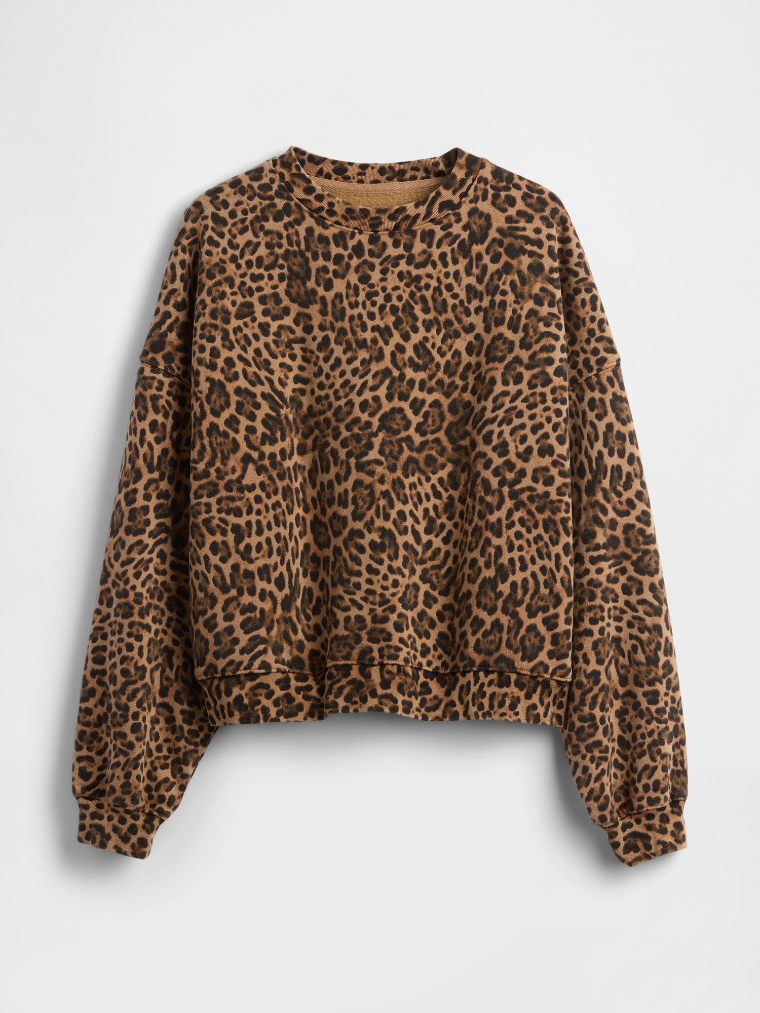VintageSoft Wedge Crewneck Sweatshirt - Leopard Brown