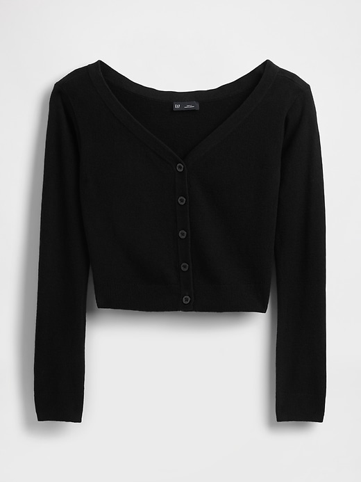 Image number 1 showing, Lightweight CashSoft Crop Button-Front Top