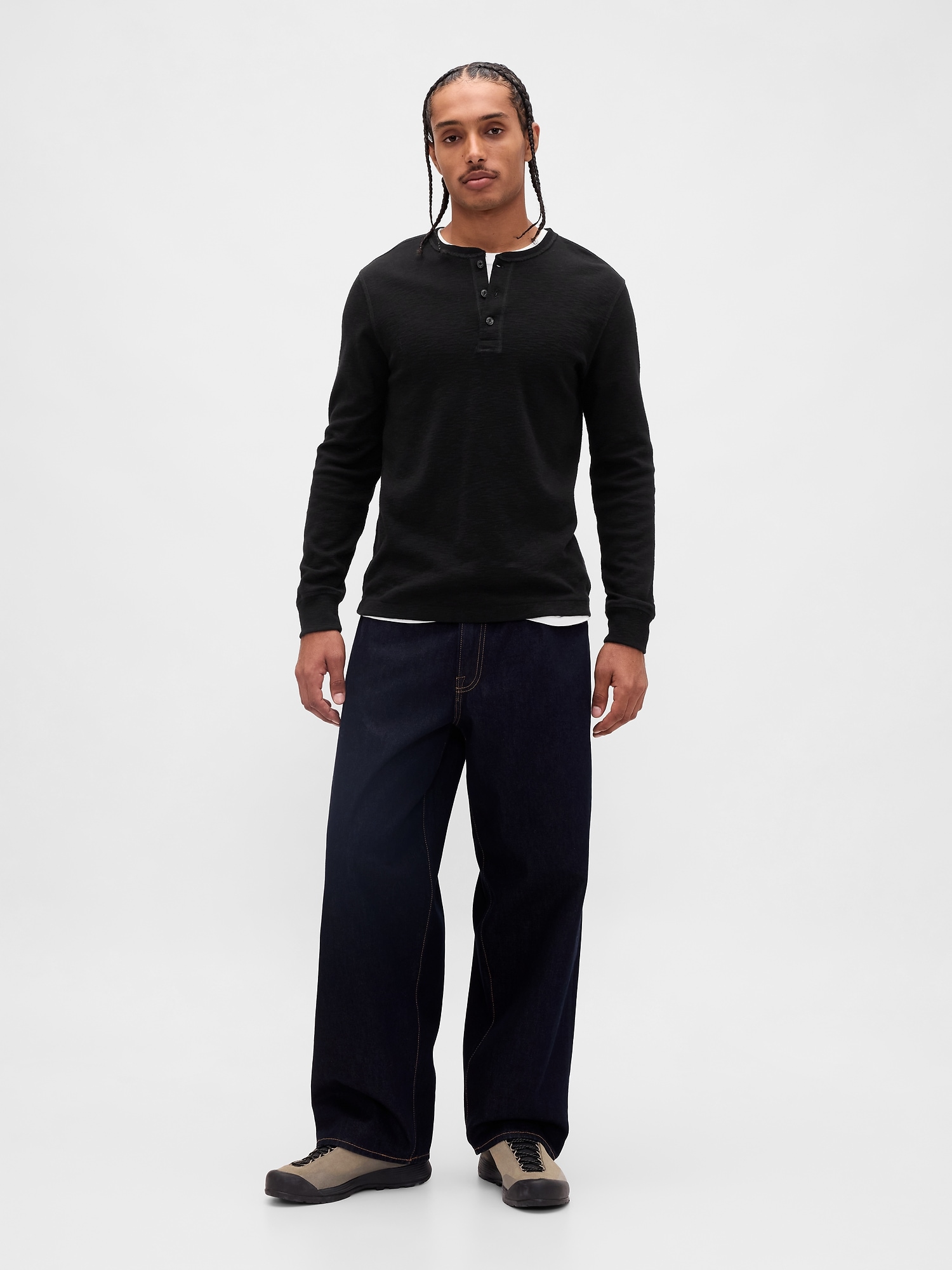 Double-Knit Henley T-Shirt