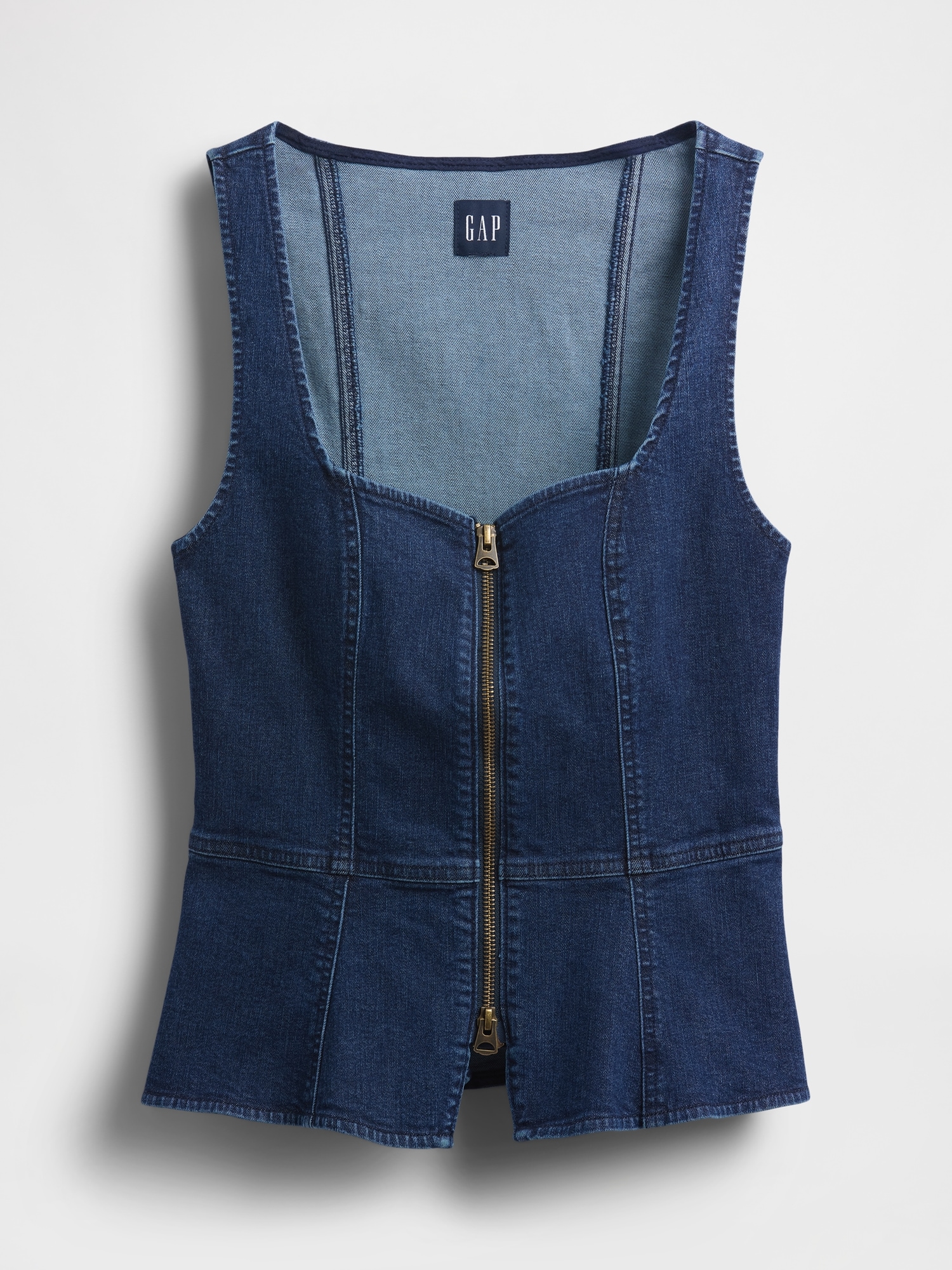 Gap Denim Zip Vest In Blue
