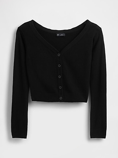 Lightweight CashSoft Crop Button-Front Top