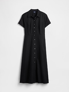 Linen-Blend Midi Shirtdress