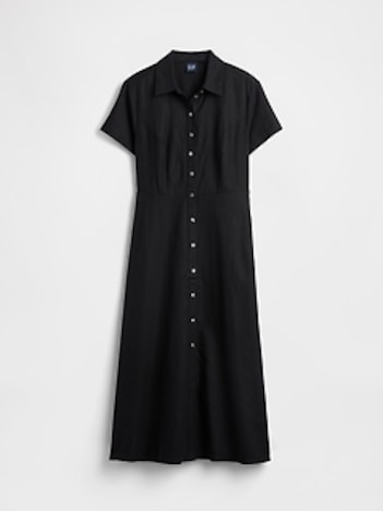 Linen-Blend Midi Shirtdress