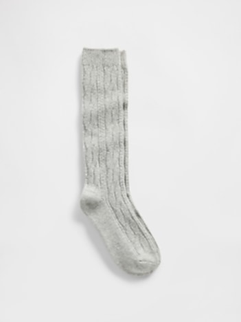 CashSoft Cable-Knit Knee-High Socks