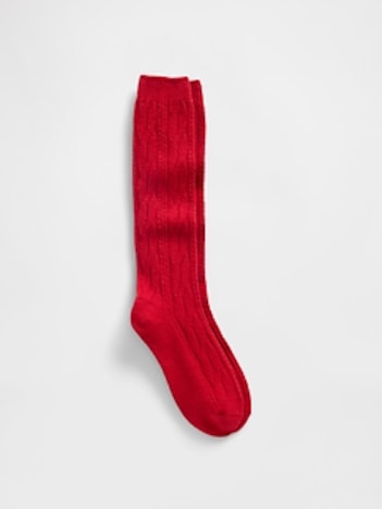 CashSoft Cable-Knit Knee-High Socks