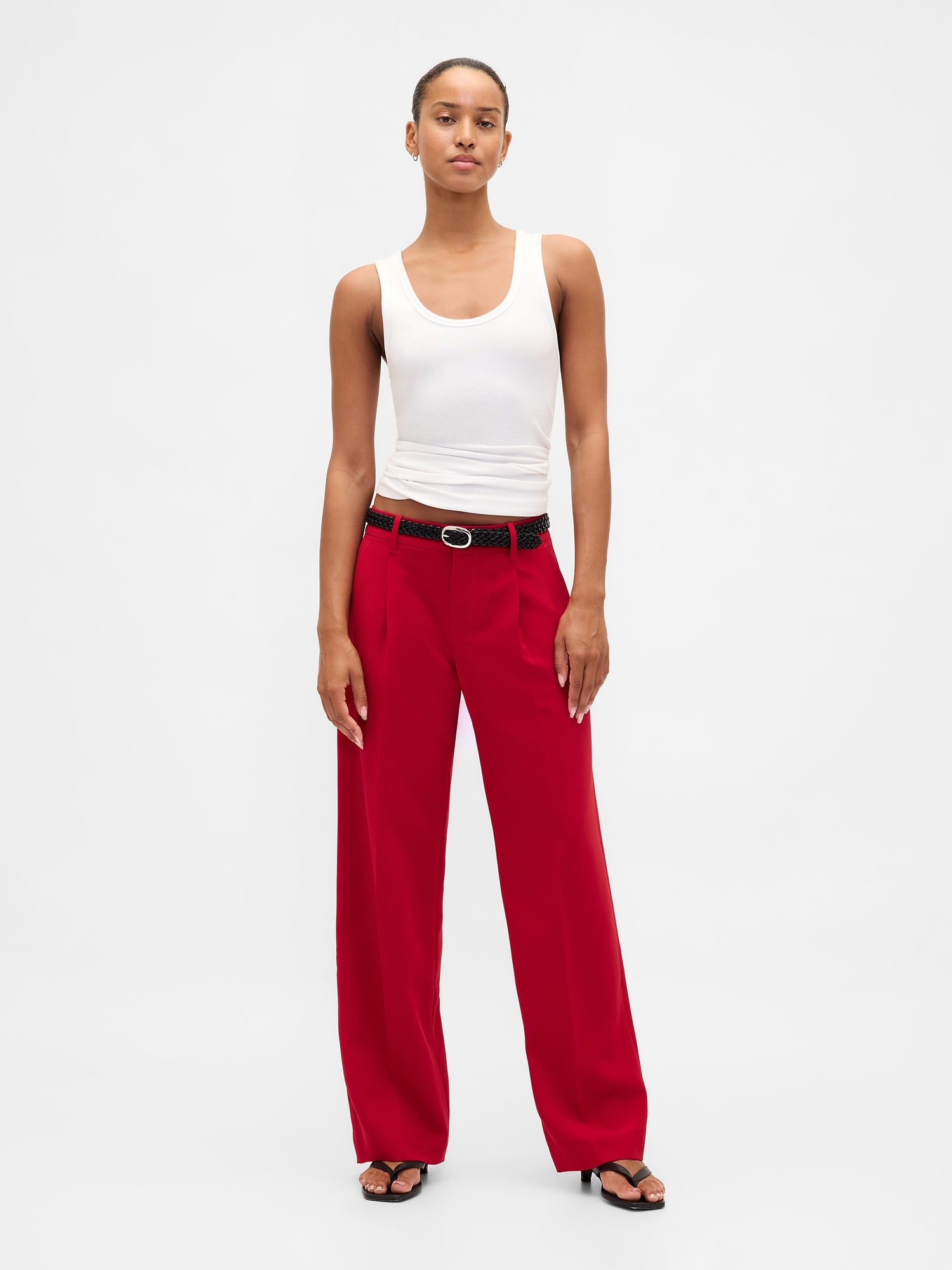 Gap 365 Low Rise Pleated Wide-leg Trousers In Red