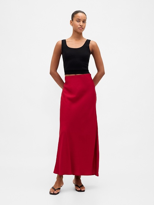 thumbnail image 2 of Women's A-Line Maxi Slip Skirt – A New Day, 36" Length, 100% Recycled Polyester Satin, Elastic Waist 2 of 6