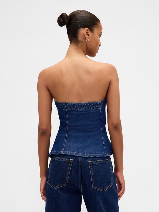 Image number 3 showing, Denim Strapless Crop Vest