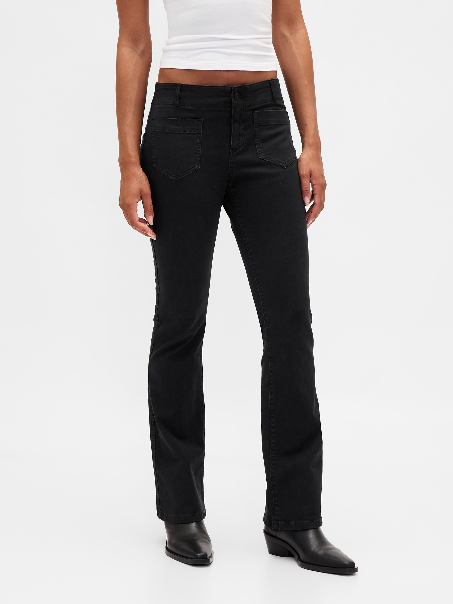 Женские брюки Gap Low Rise Twill Long & Lean, цвет: Чёрный — фото 2