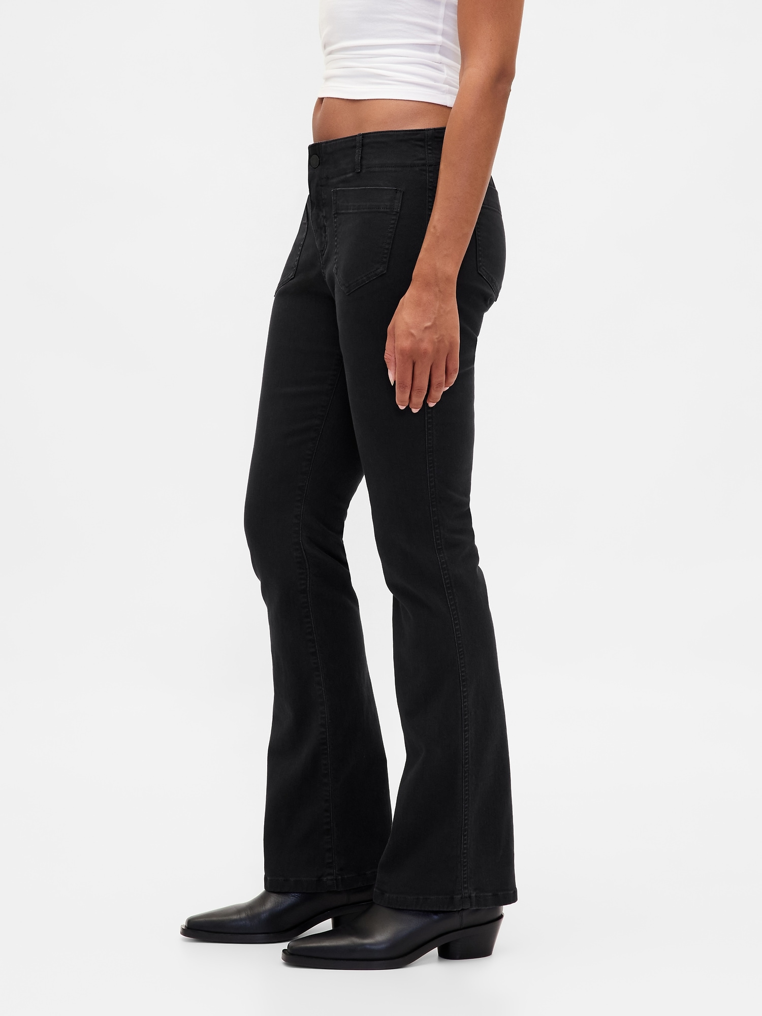 Женские брюки Gap Low Rise Twill Long & Lean, цвет: Чёрный — фото 3