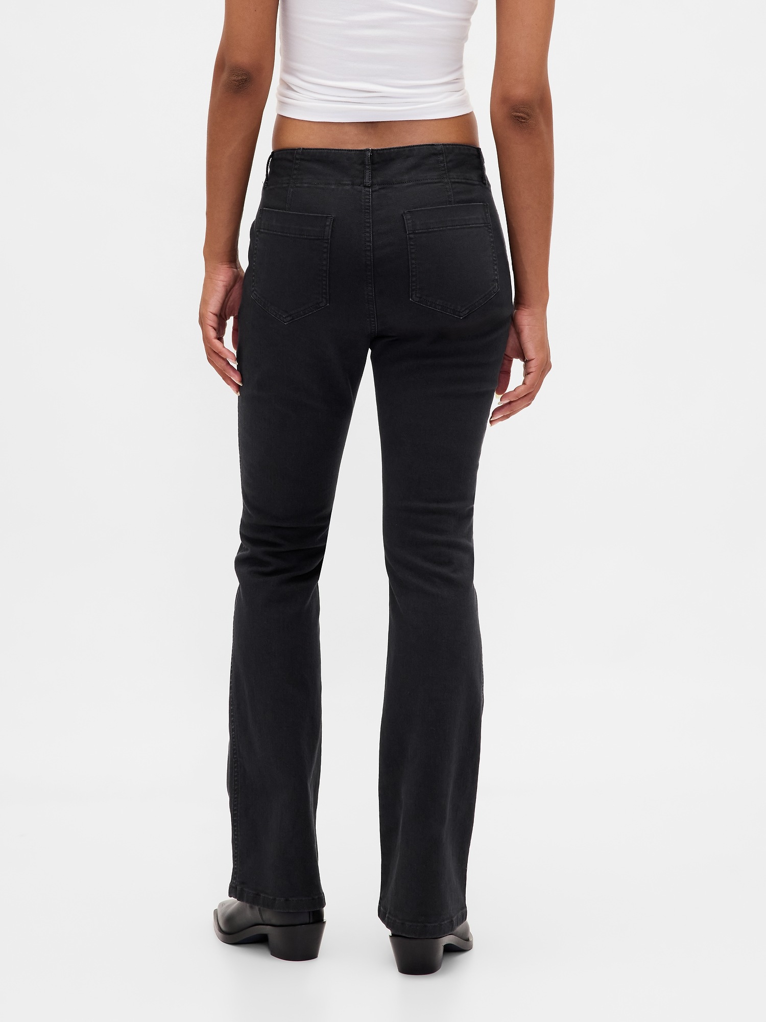 Женские брюки Gap Low Rise Twill Long & Lean, цвет: Чёрный — фото 4