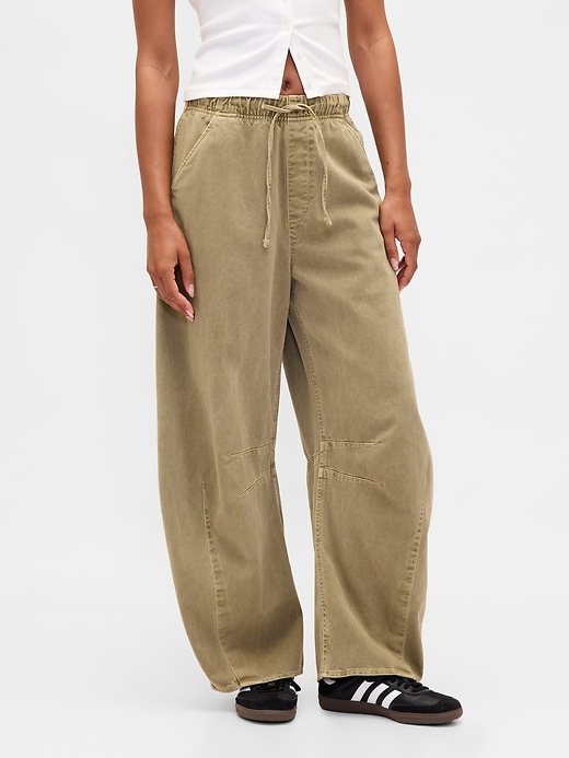 2 of 8 showing, with the color Hayes brown of product Mid Rise Twill Easy Horseshoe Pants