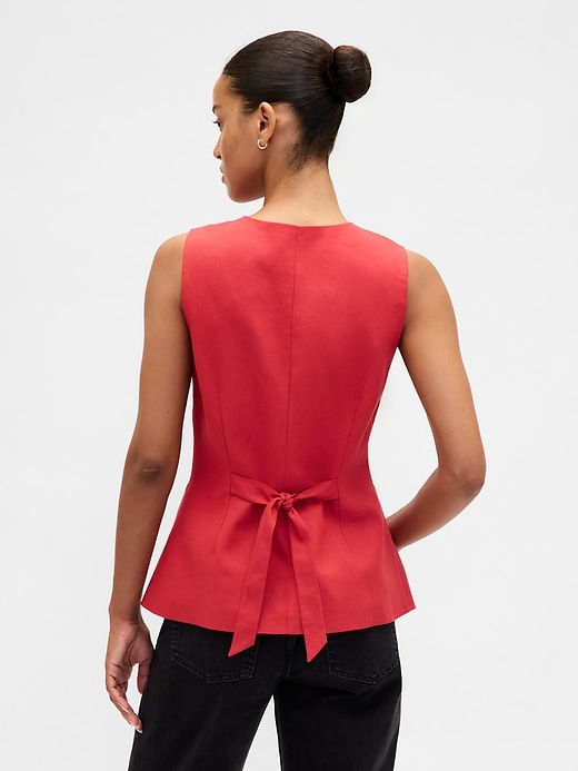 Image number 3 showing, Linen-Blend Tie-Back Longline Vest