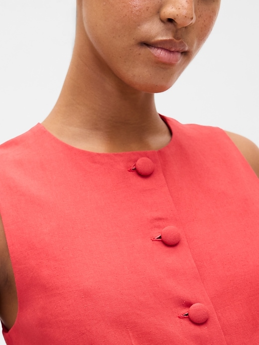 Image number 4 showing, Linen-Blend Tie-Back Longline Vest