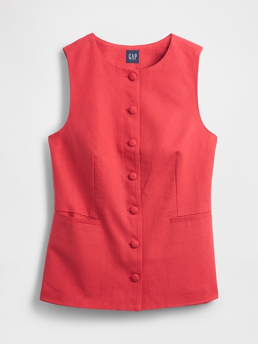 Image number 5 showing, Linen-Blend Tie-Back Longline Vest