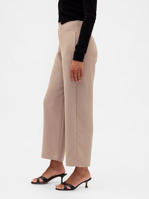 Image number 3 showing, High Rise Twill Straight Ankle Pants