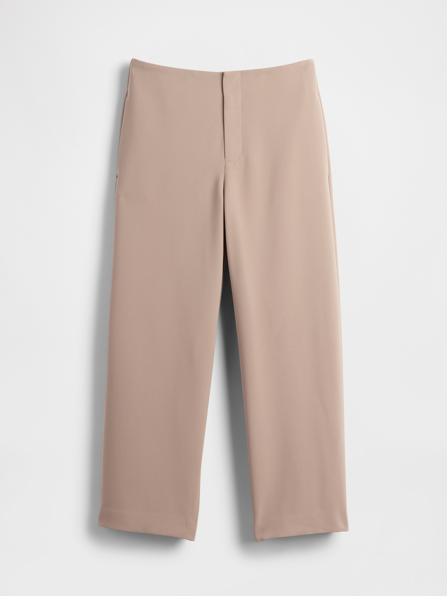 High Rise Twill Straight Ankle Pants