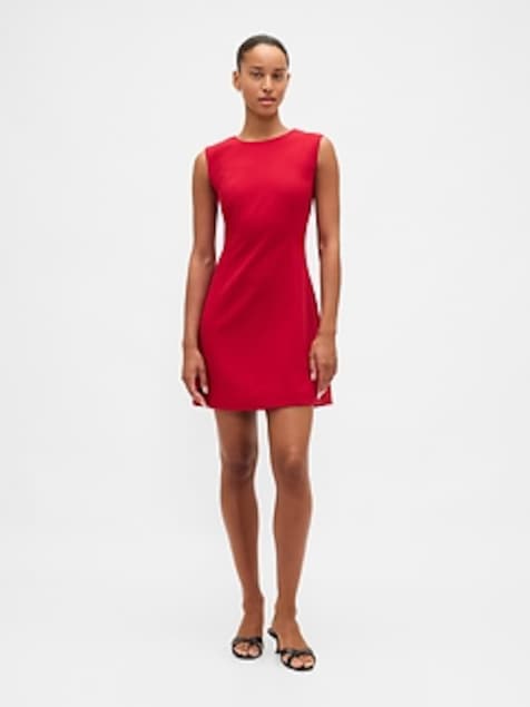 High-Neck Mini Shift Dress