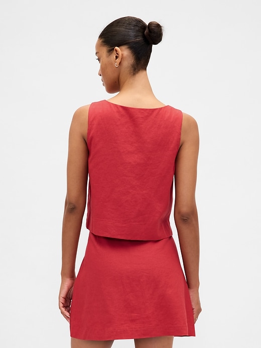 Image number 3 showing, Linen-Blend Button-Front Shell Top