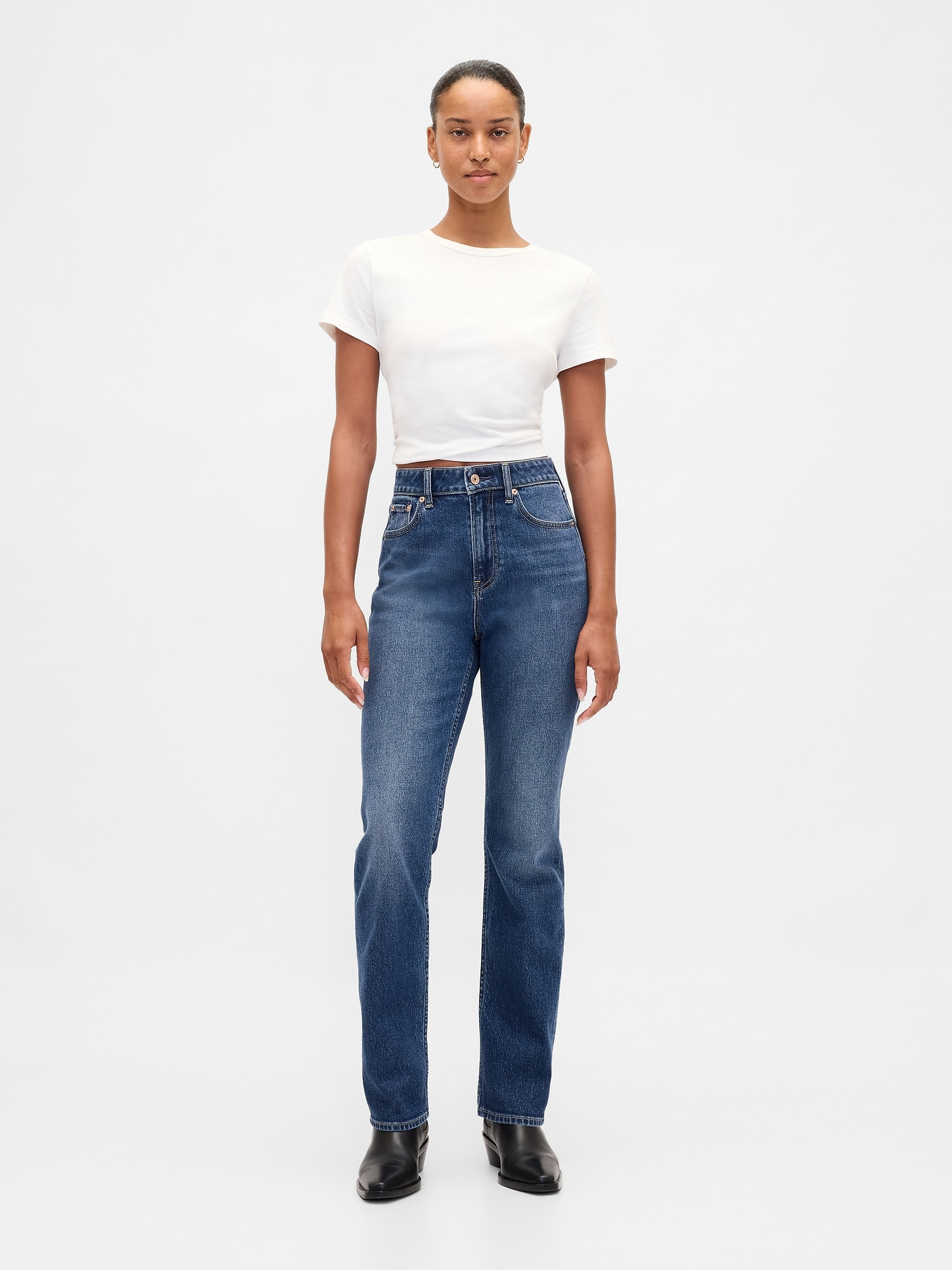 Gap Curvy High Rise '90s Slim Straight Jeans In Blue