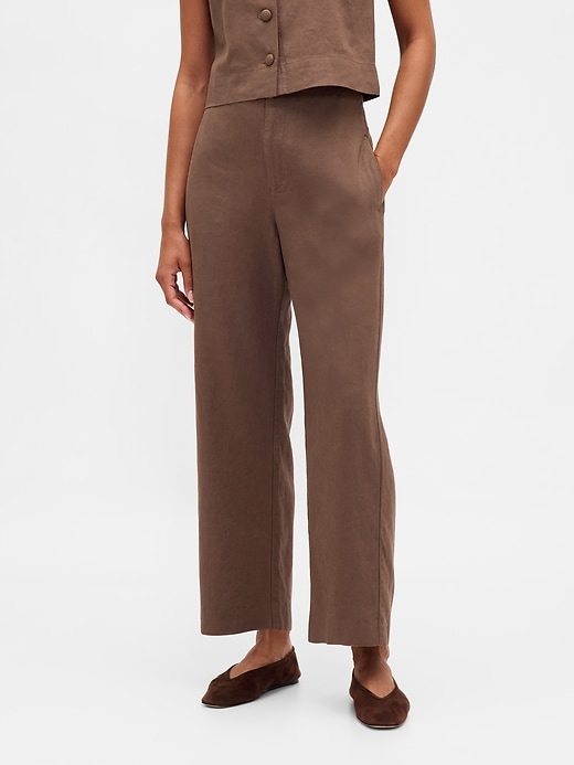Image number 2 showing, Linen-Blend Relaxed Straight Ankle Pants