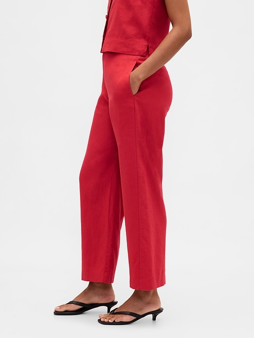 Image number 3 showing, Linen-Blend Relaxed Straight Ankle Pants
