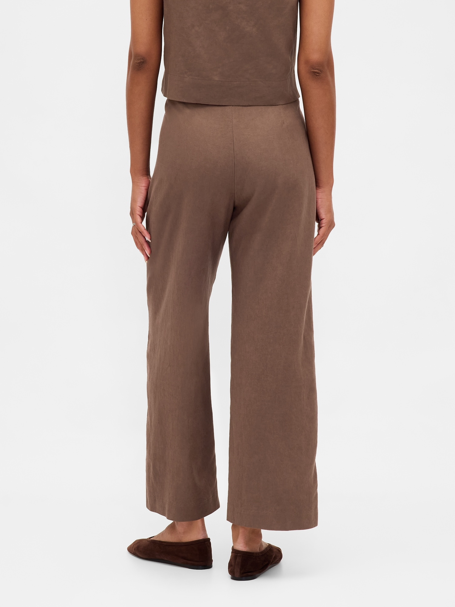 Linen-Blend Relaxed Straight Ankle Pants