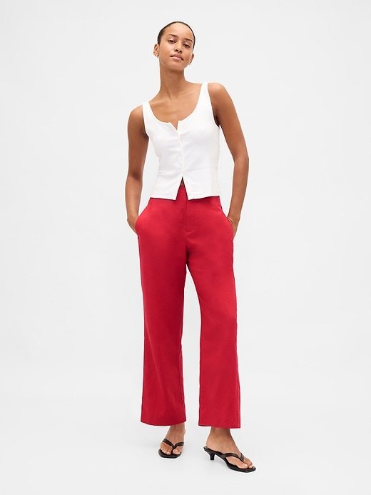 Image number 7 showing, Linen-Blend Relaxed Straight Ankle Pants