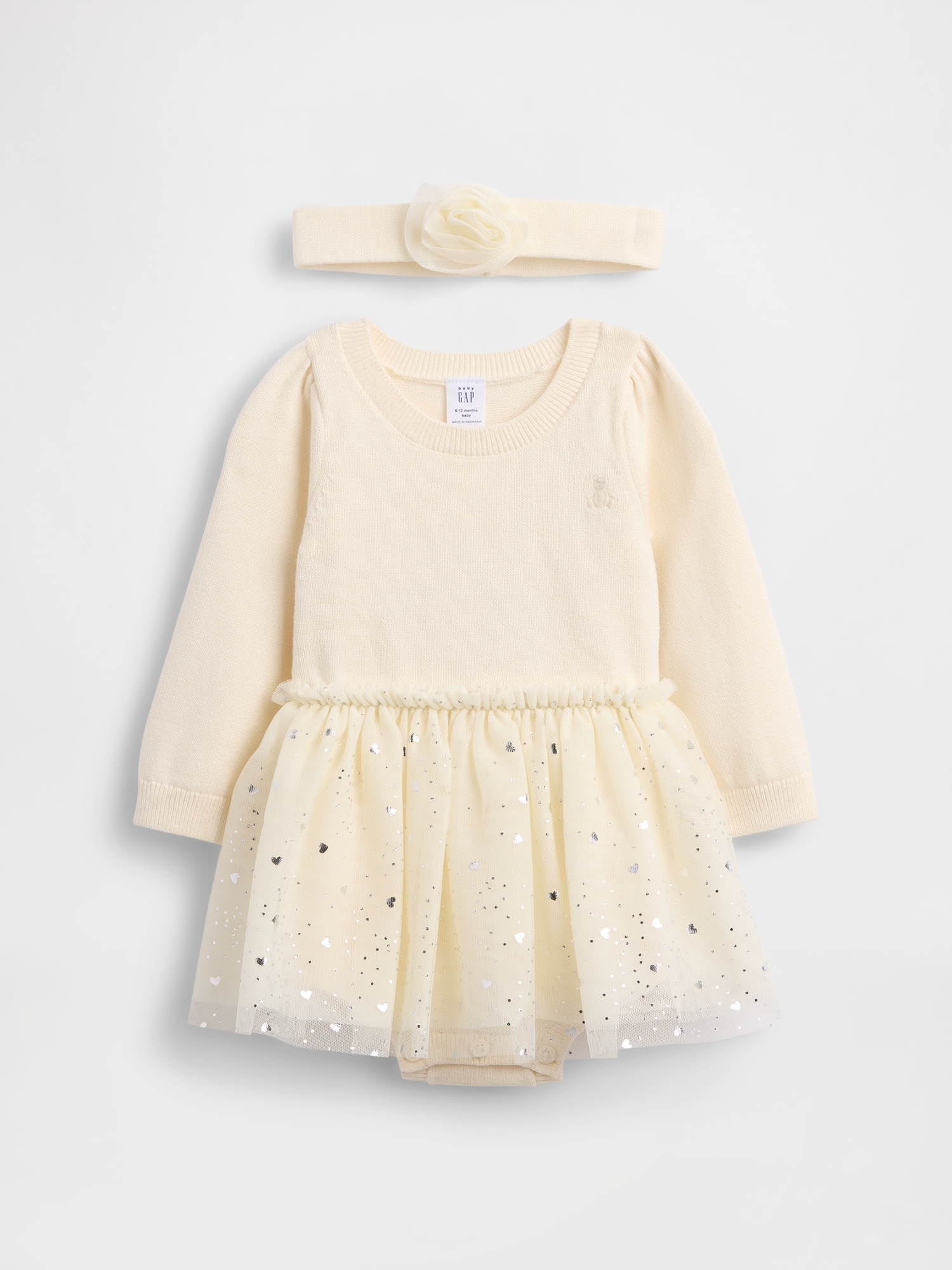 Gap Baby Tulle Sweater Bodysuit Dress Set In White